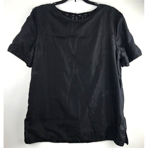 Vtg Jean For Joseph Le Bon Black Sequin Beaded Silk Blouse Sz 12 Party Cocktail - Picture 8 of 12